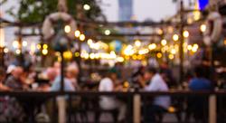 abstract blur image of night festival in a restaurant