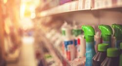 hardware store shelves with cleaner